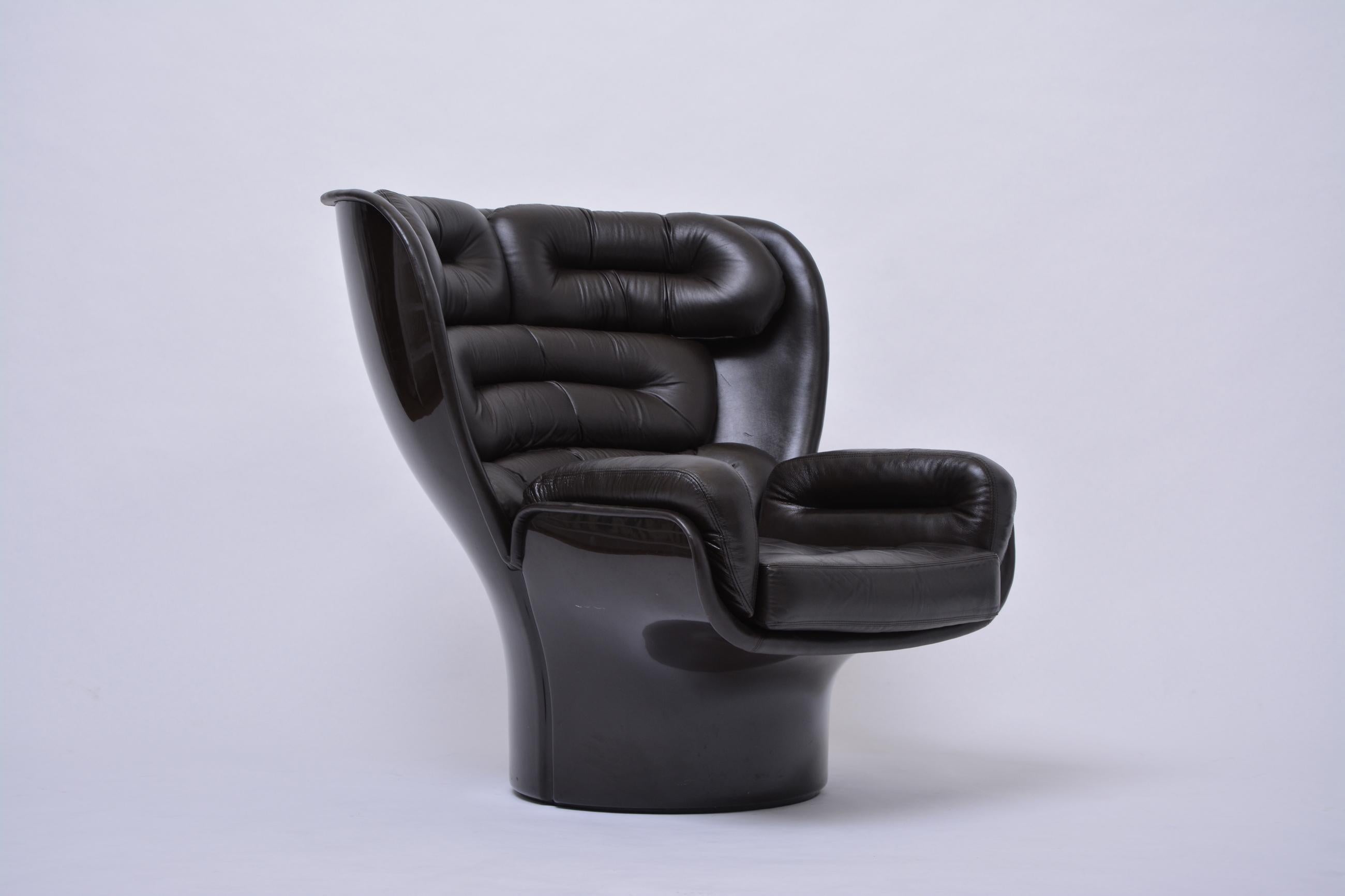 Italian Mid-Century Modern Dark Brown Elda Chair by Joe Colombo for Comfort, 1963