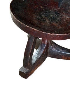 Dark Brown Ethiopian Carved Wooden Stool, Africa, 1920s