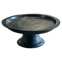 Dark Brown Fruitwood Large Footed Food Offering Bowl, 1920s, Indonesia