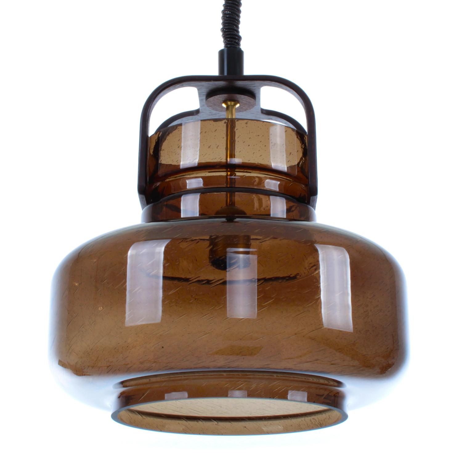 Danish Dark Brown Glass Lamp by Jan Johansson for Flygsfors, Sweden in the 1970s