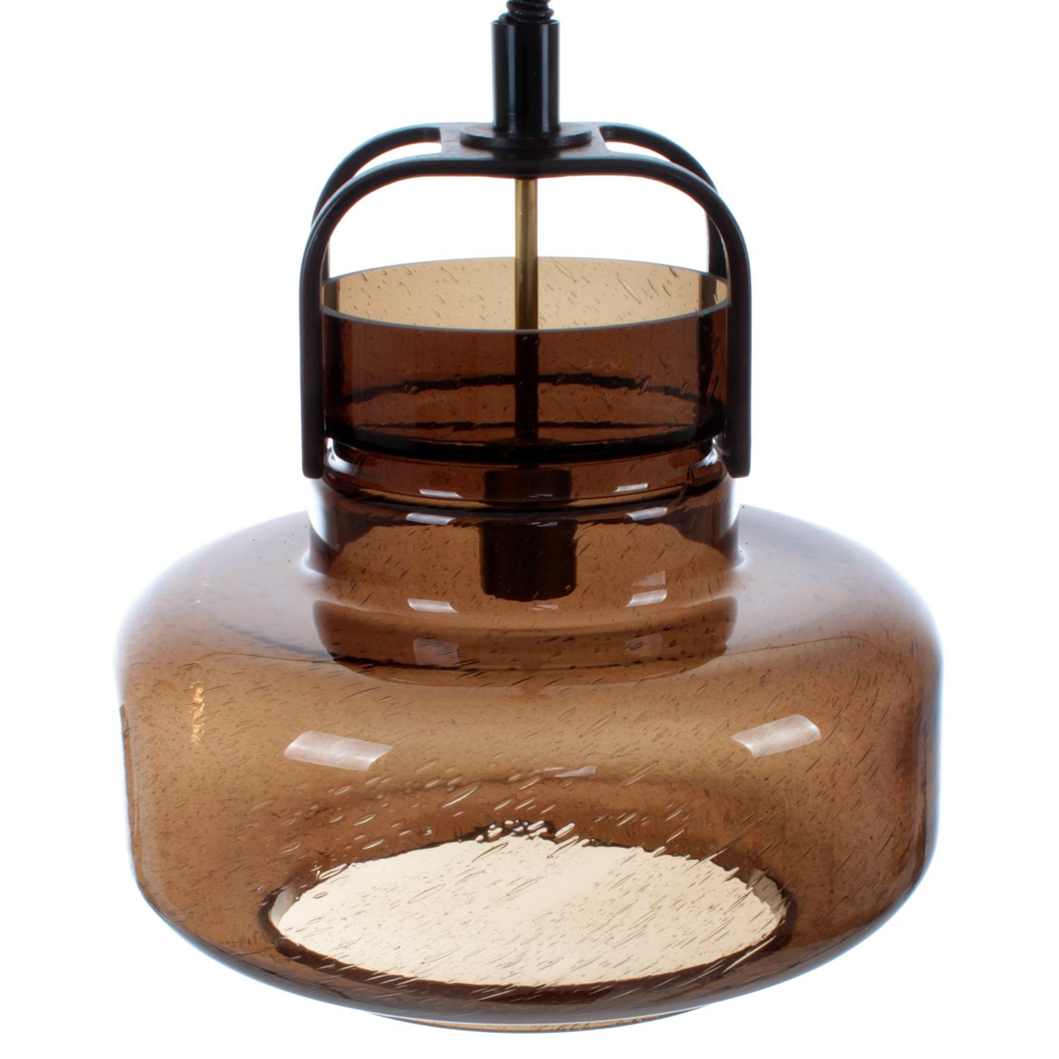 Dark Brown Glass Lamp by Jan Johansson for Flygsfors, Sweden in the 1970s In Good Condition In Brondby, Copenhagen