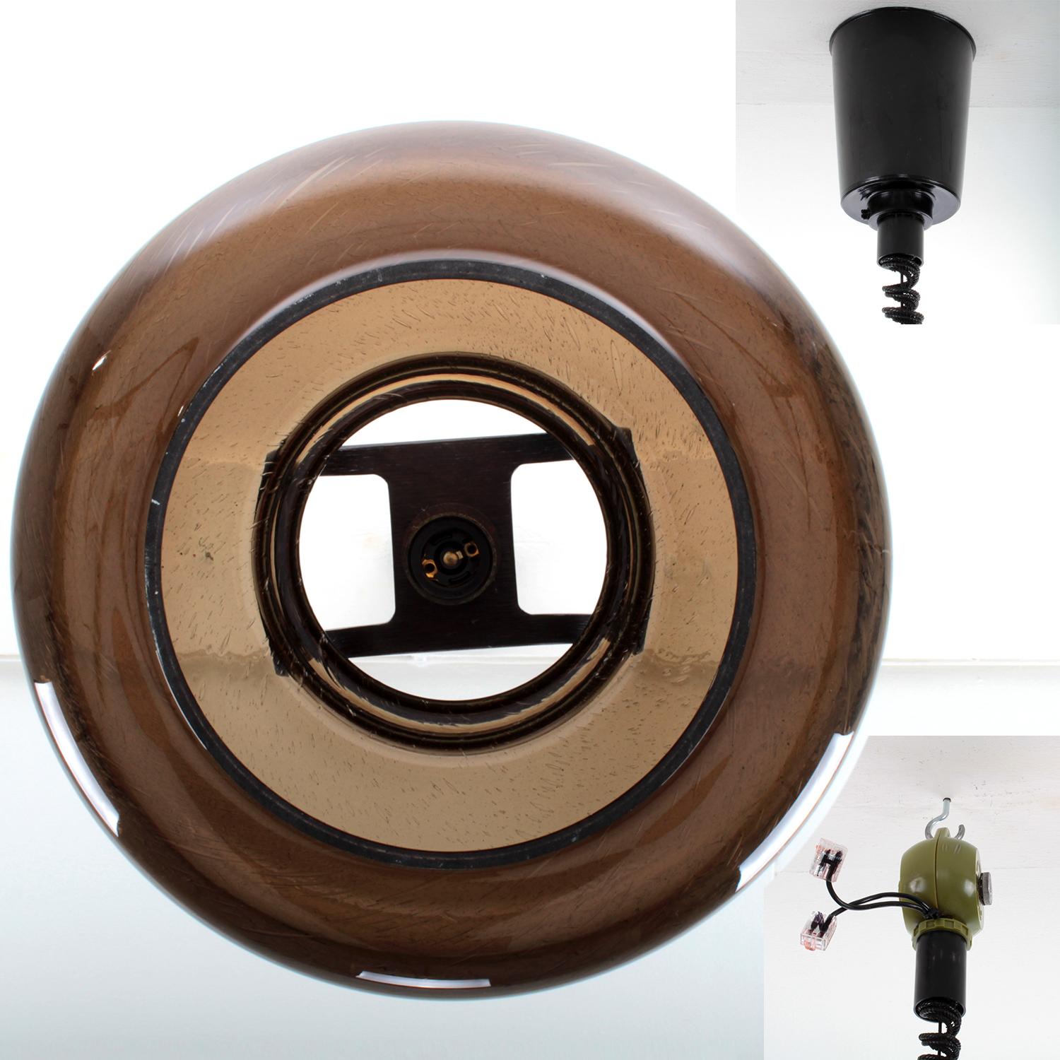 Late 20th Century Dark Brown Glass Lamp by Jan Johansson for Flygsfors, Sweden in the 1970s