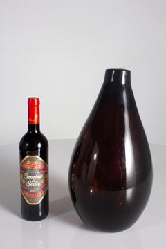 Dark Brown Glass Vase with Red Tones