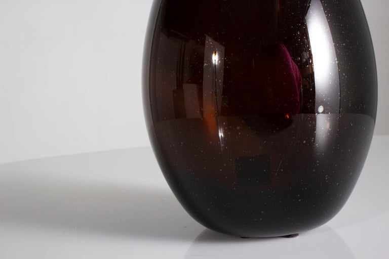 Dark Brown Glass Vase with Red Tones at 1stDibs