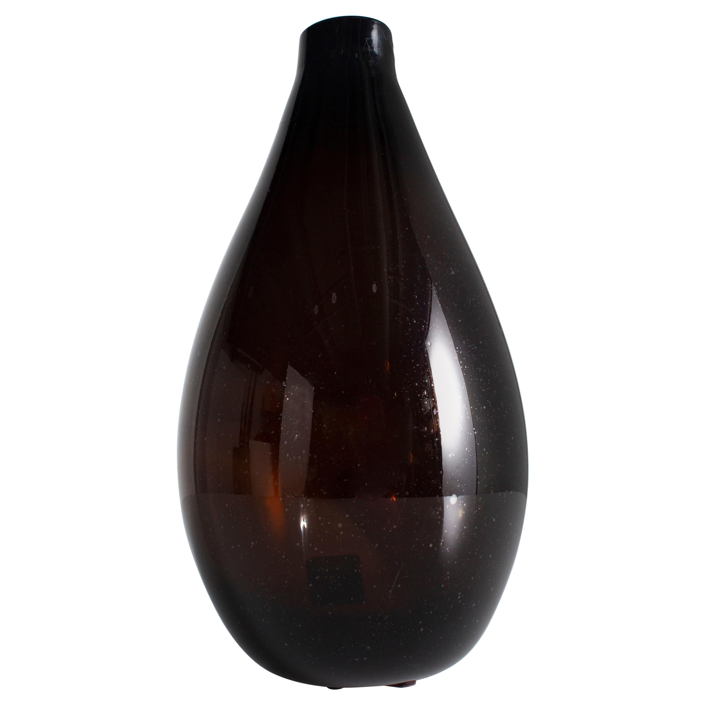 Dark Brown Glass Vase with Red Tones at 1stDibs
