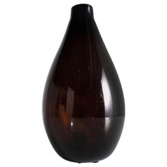 Dark Brown Glass Vase with Red Tones