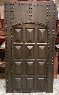 Dark Brown / Green Moroccan Wooden Door, 23MD46