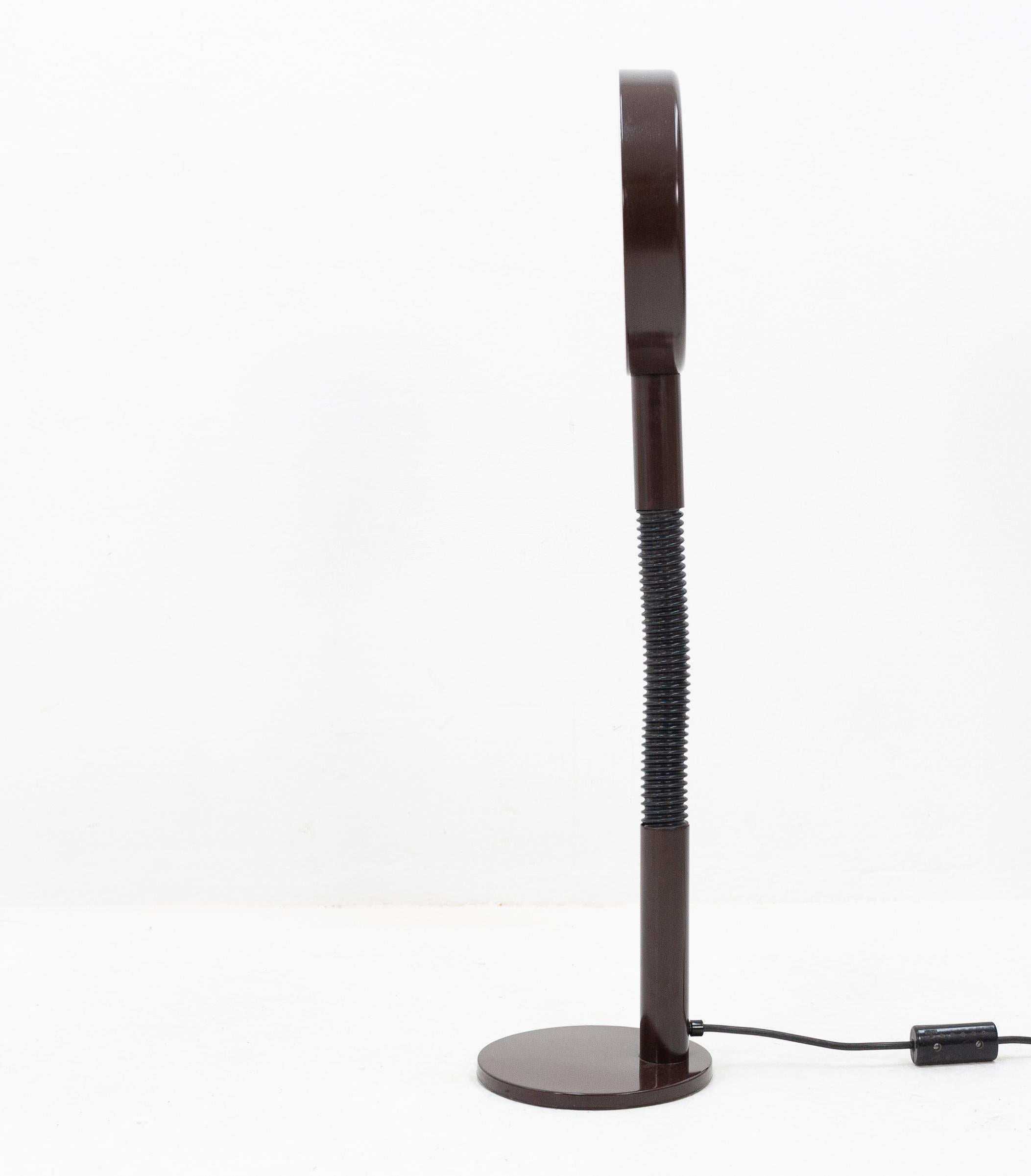 Hala Zeist 'frying pan' desk lamp in characteristic 1970s dark brown with a flexible arm. Very good condition .