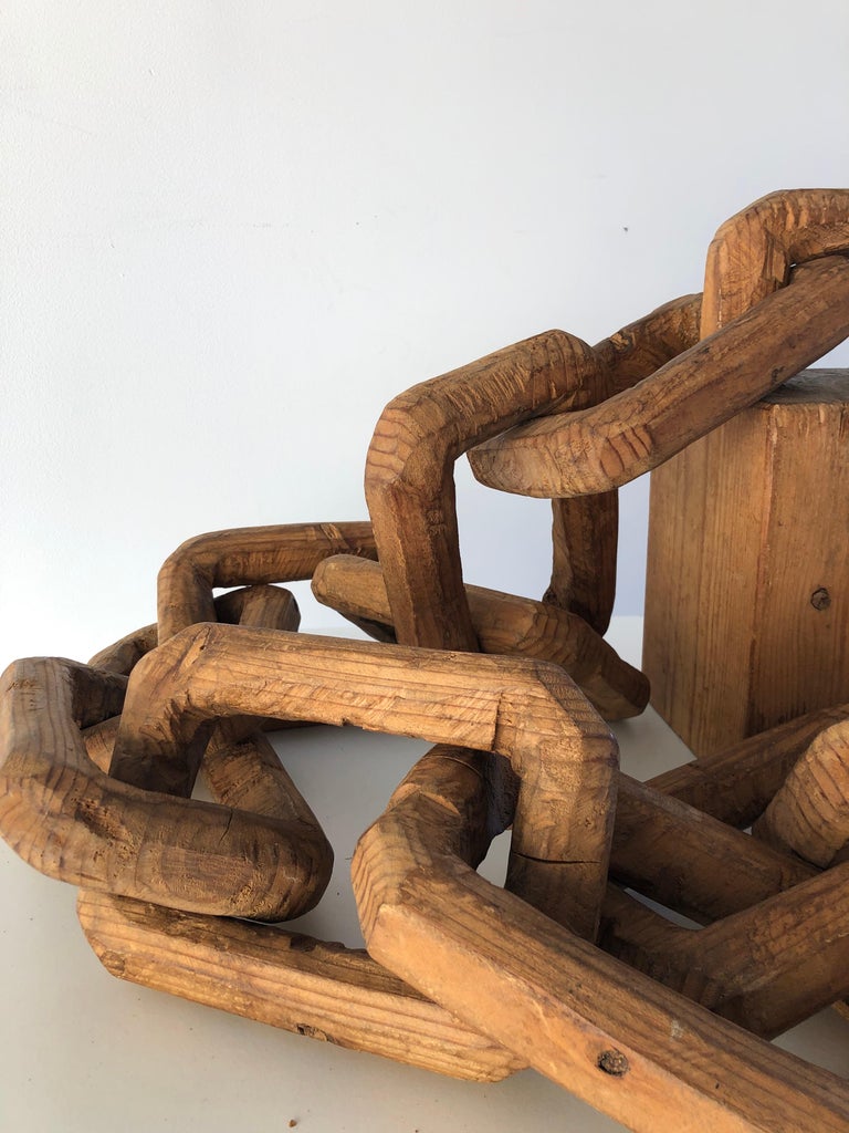 Dark Brown Handcarved Wood Chain Link For Sale at 1stDibs