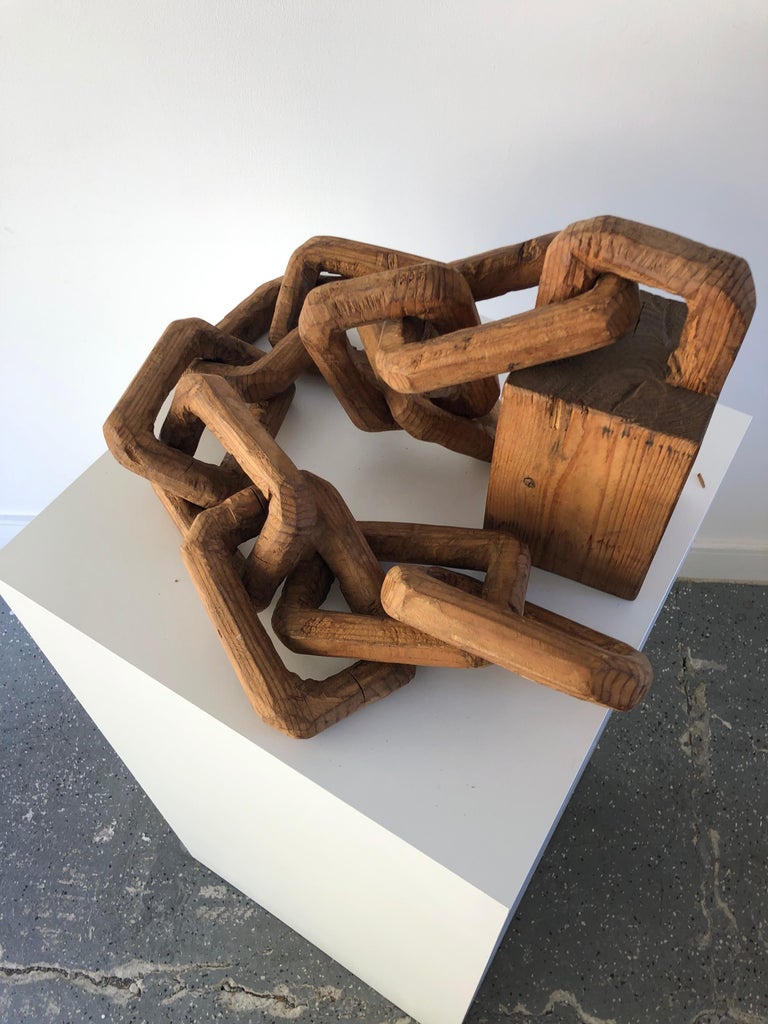 Dark Brown Handcarved Wood Chain Link For Sale at 1stDibs