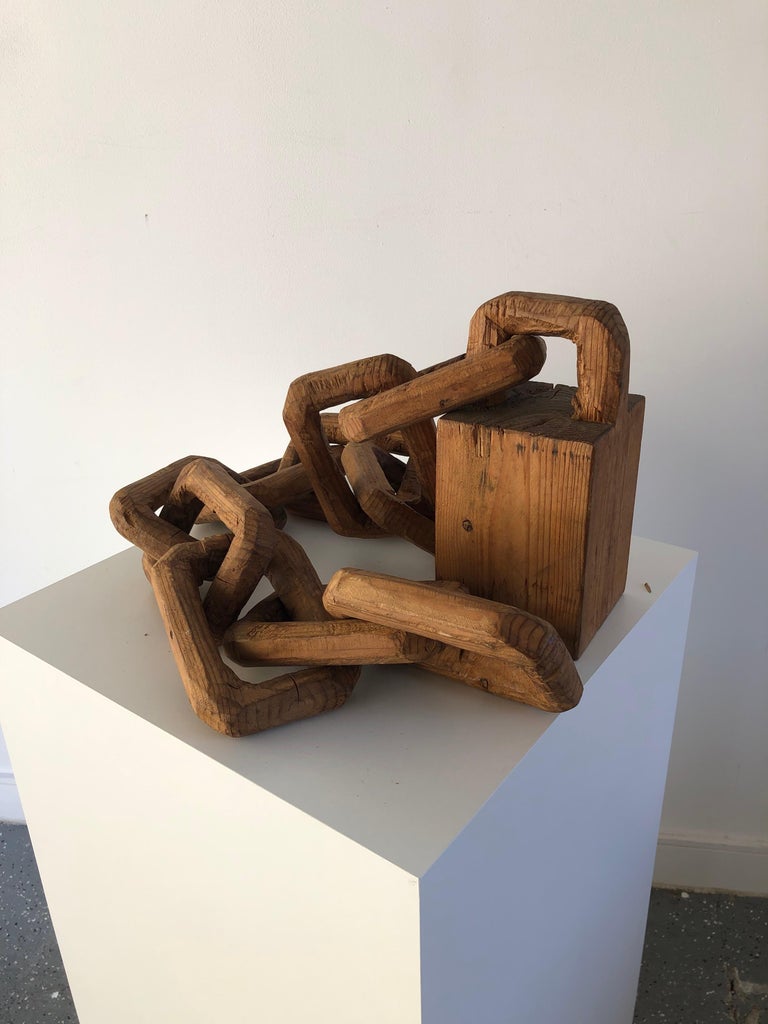 Dark Brown Handcarved Wood Chain Link For Sale at 1stDibs