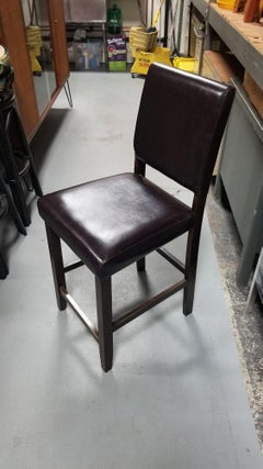 Dark Brown Leather Counter Bar Stool Set of 3