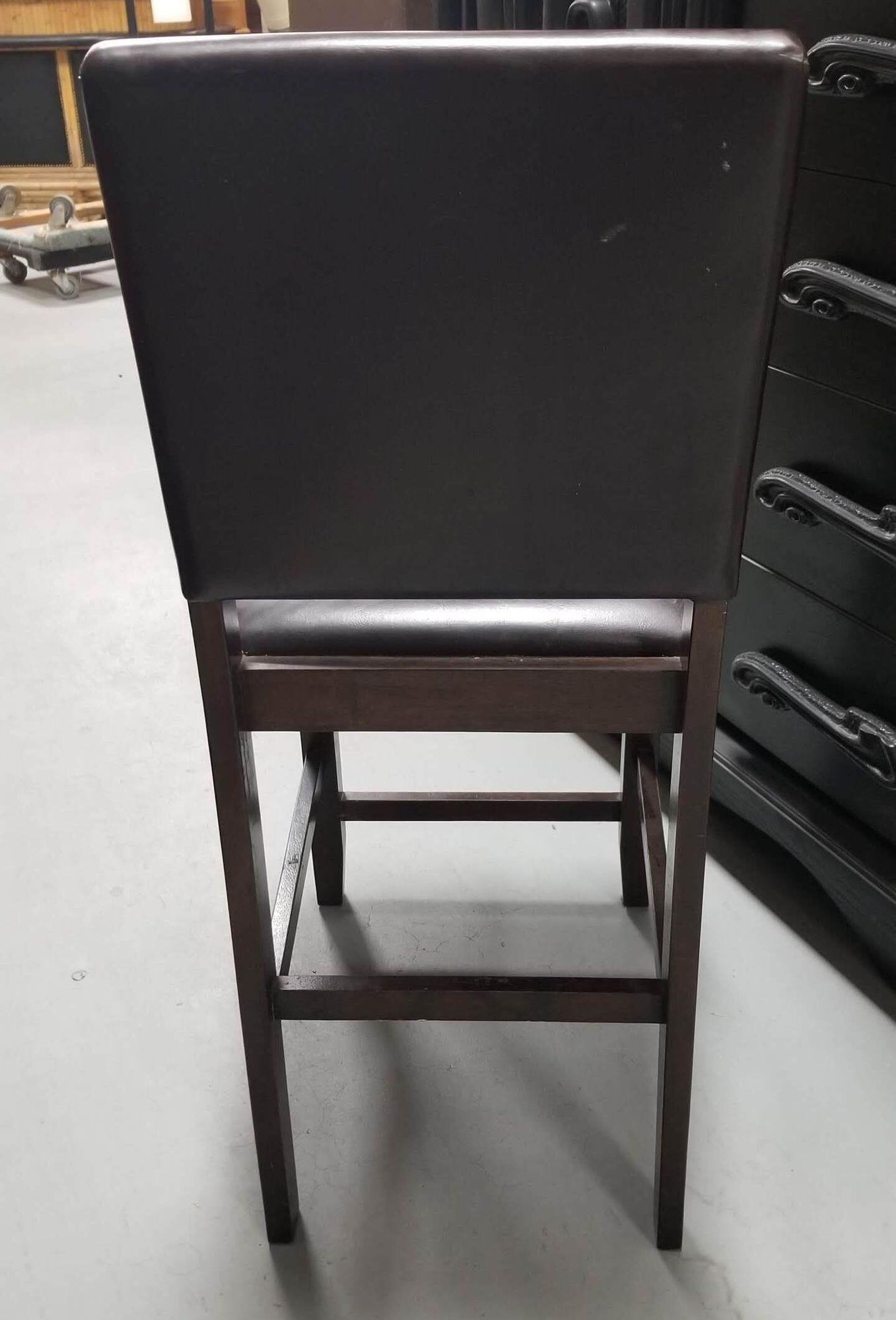 Dark Brown Leather Counter Bar Stool Set of 3 For Sale 1