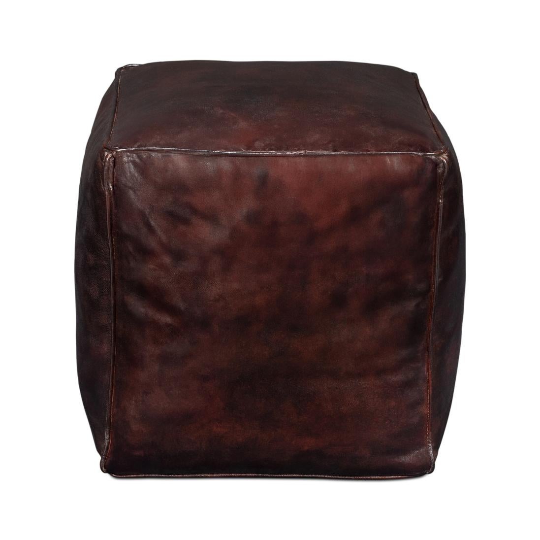 A perfect embodiment of comfort and sophistication. This piece is expertly crafted with its wooden structure while elegantly enveloped in luxurious dark brown leather. Its design speaks volumes of transitional elegance, seamlessly blending into