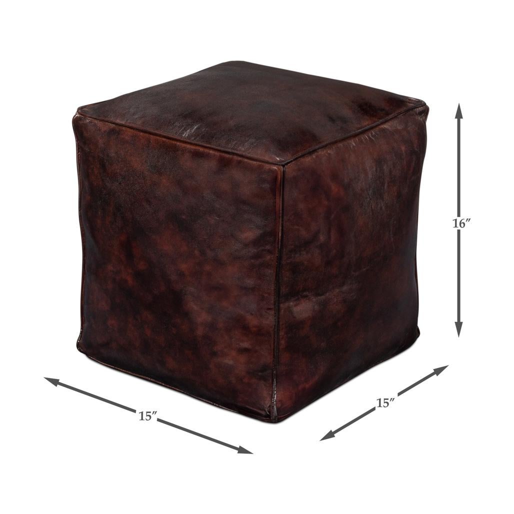 Dark Brown Leather Cube For Sale 3
