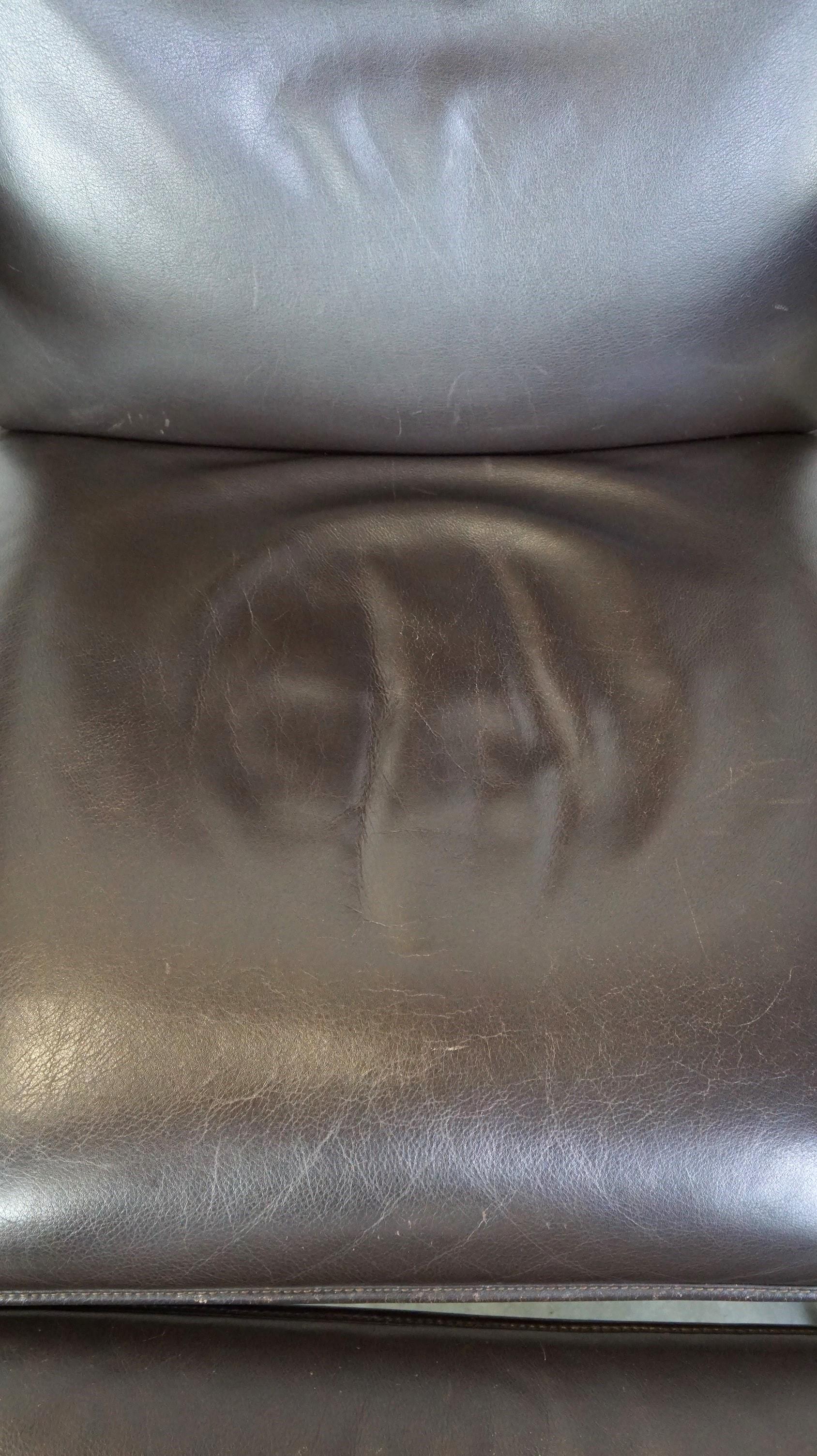 Dark brown leather design armchair + footstool De Sede DS 270 For Sale 2
