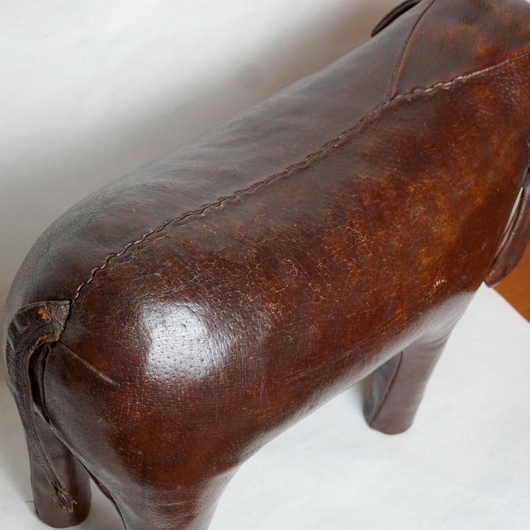 Dark Brown Leather Elefant Footstool by Dimitri Omersa for Abercrombie