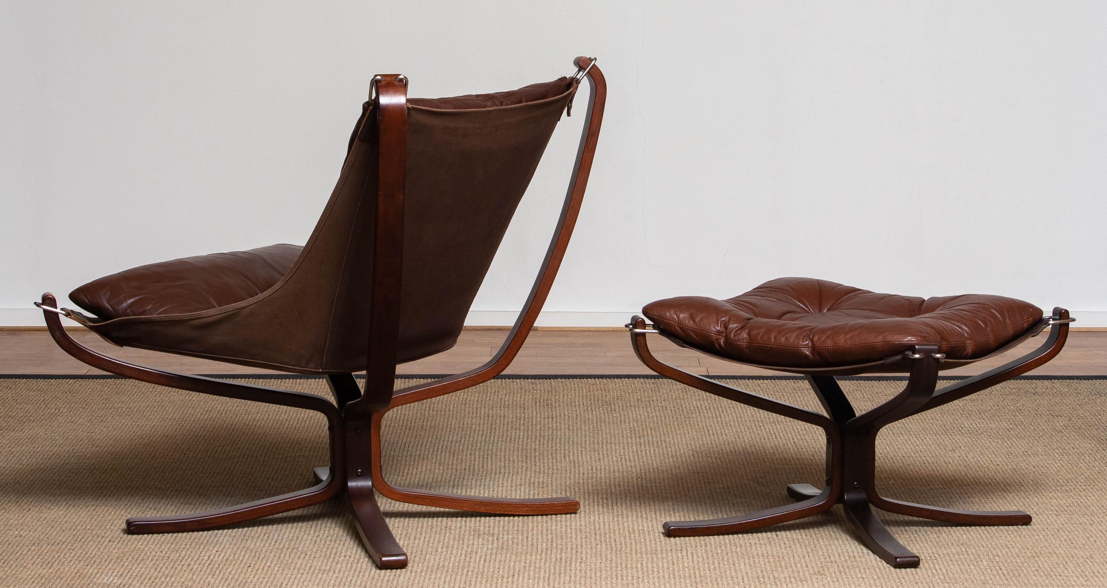 Dark Brown Leather 'Falcon' Chair and Ottoman by Sigurd Ressel for Vatne Mobler 4