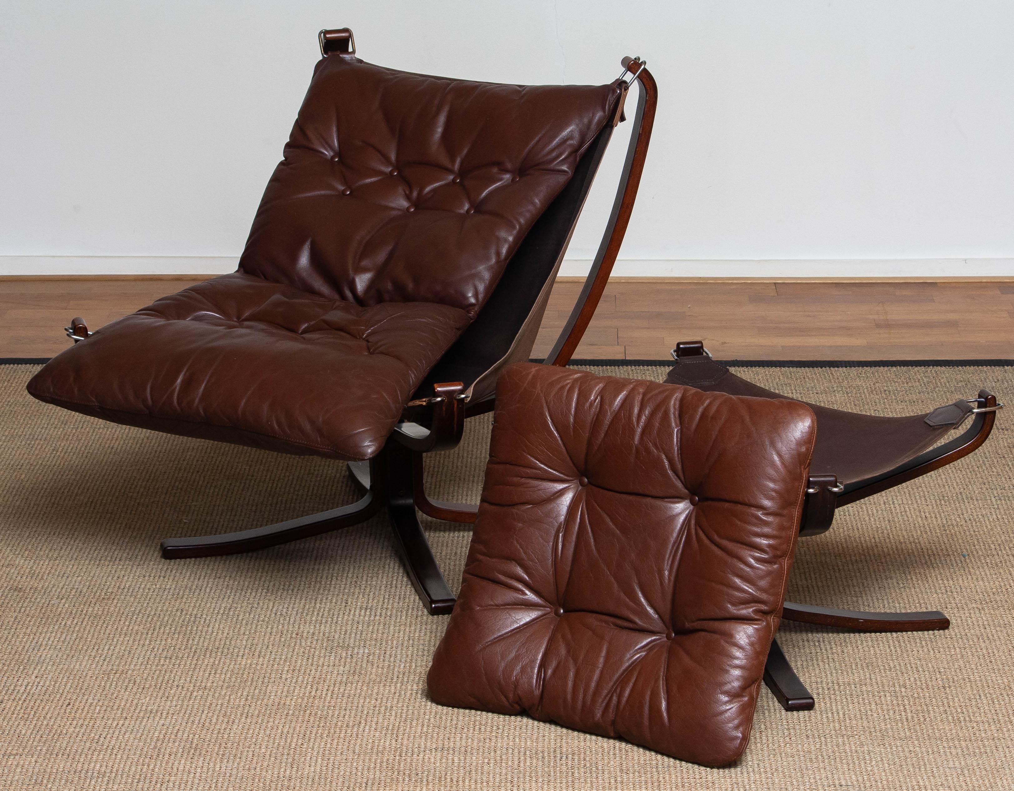 Dark Brown Leather 'Falcon' Chair and Ottoman by Sigurd Ressel for Vatne Mobler 5