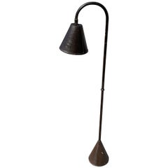 Dark Brown Leather Floor Lamp by Valenti, Spain, Midcentury