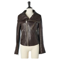 Veste en cuir marron foncé Joseph 