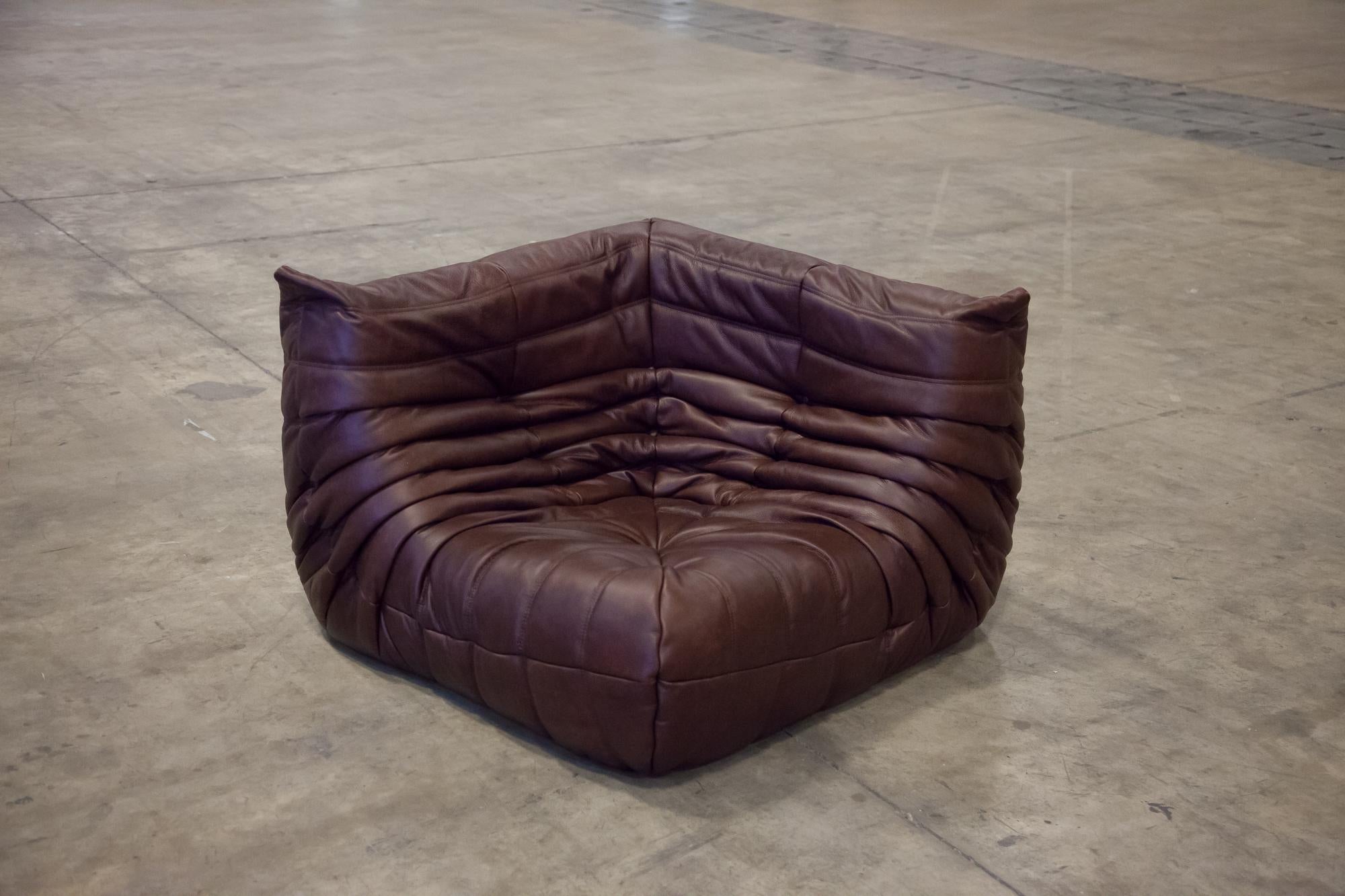 Dark Brown Leather Togo Living Room Set by Michel Ducaroy for Ligne Roset For Sale 6