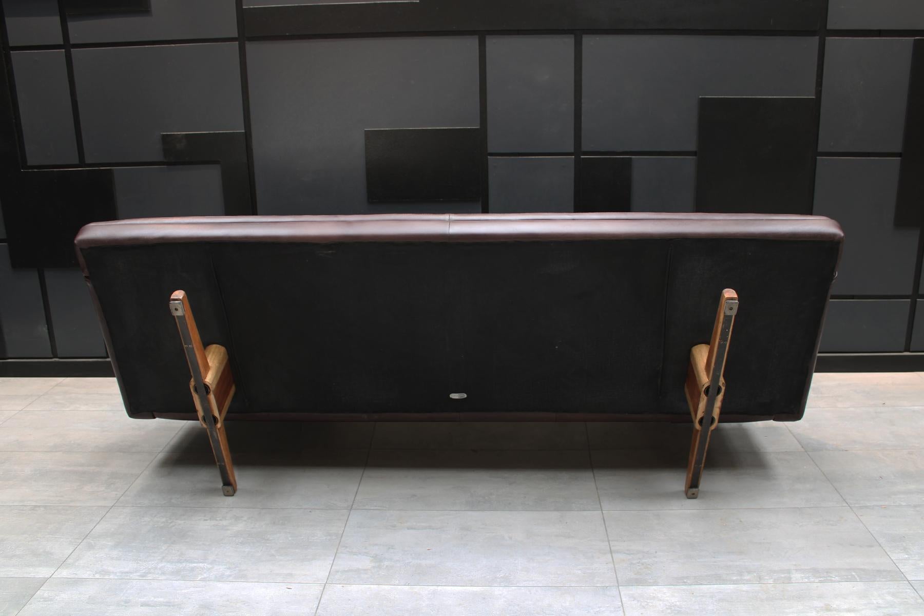 Leather Dark Brown Midcentury Scandinavian Sofa by Fredrik Kayser