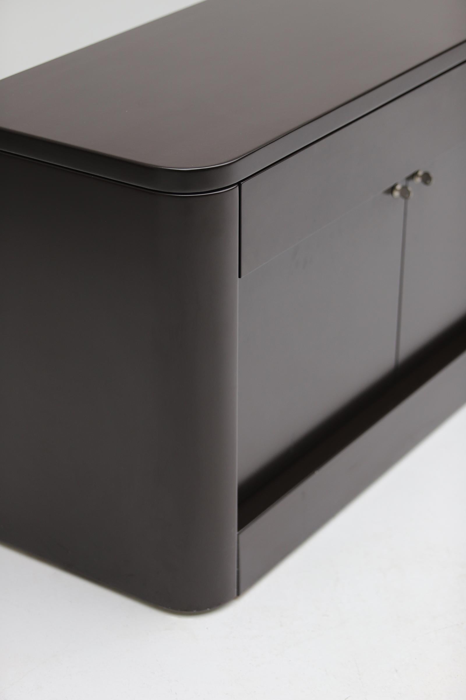 Dark brown minimalist sideboard designed by Frank De Clercq in 1967 3