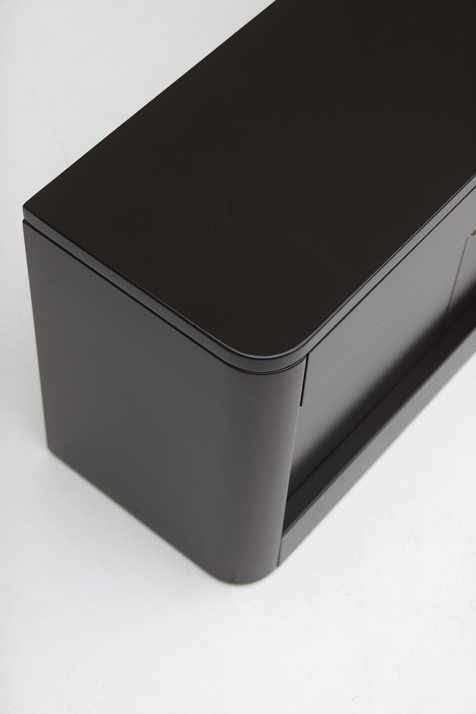 Dark brown minimalist sideboard designed by Frank De Clercq in 1967 4
