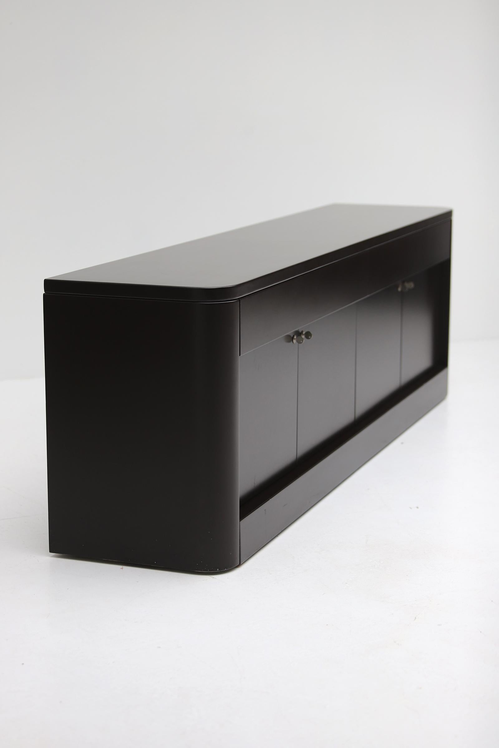 Dark brown minimalist sideboard designed by Frank De Clercq in 1967 6