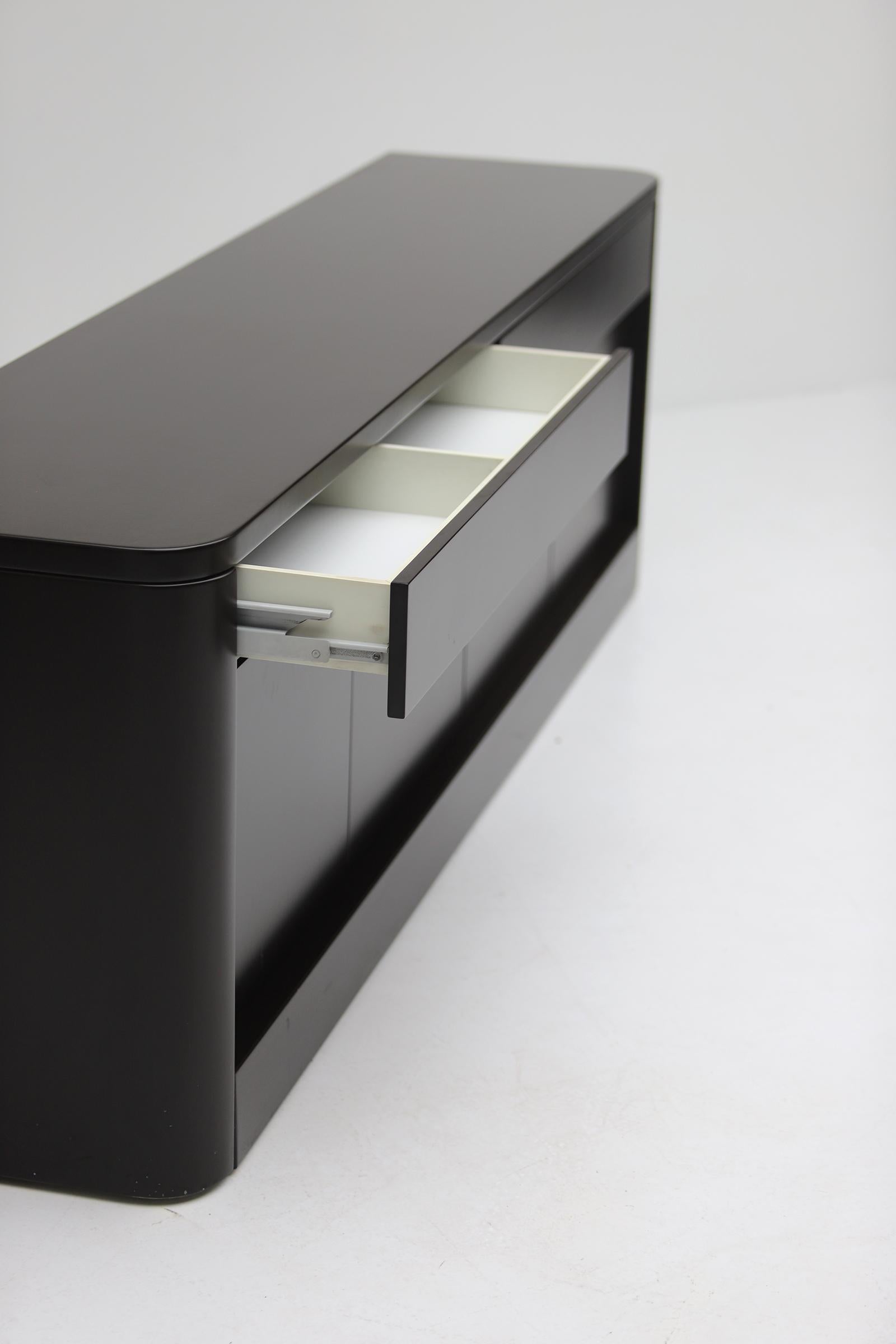 Dark brown minimalist sideboard designed by Frank De Clercq in 1967 8