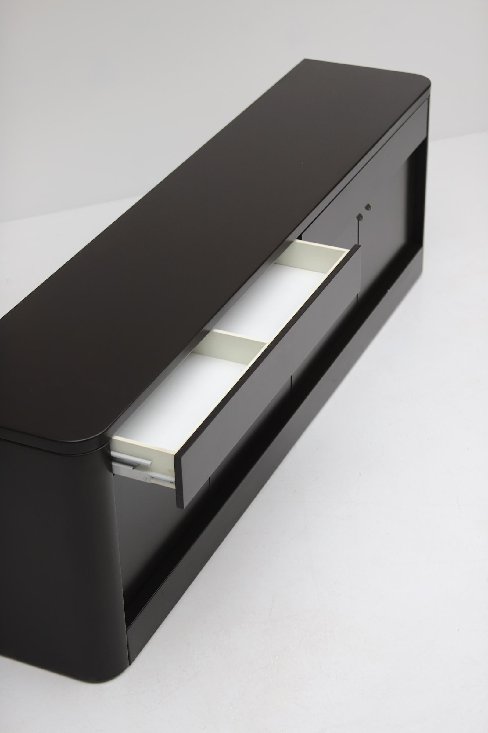 Dark brown minimalist sideboard designed by Frank De Clercq in 1967 9