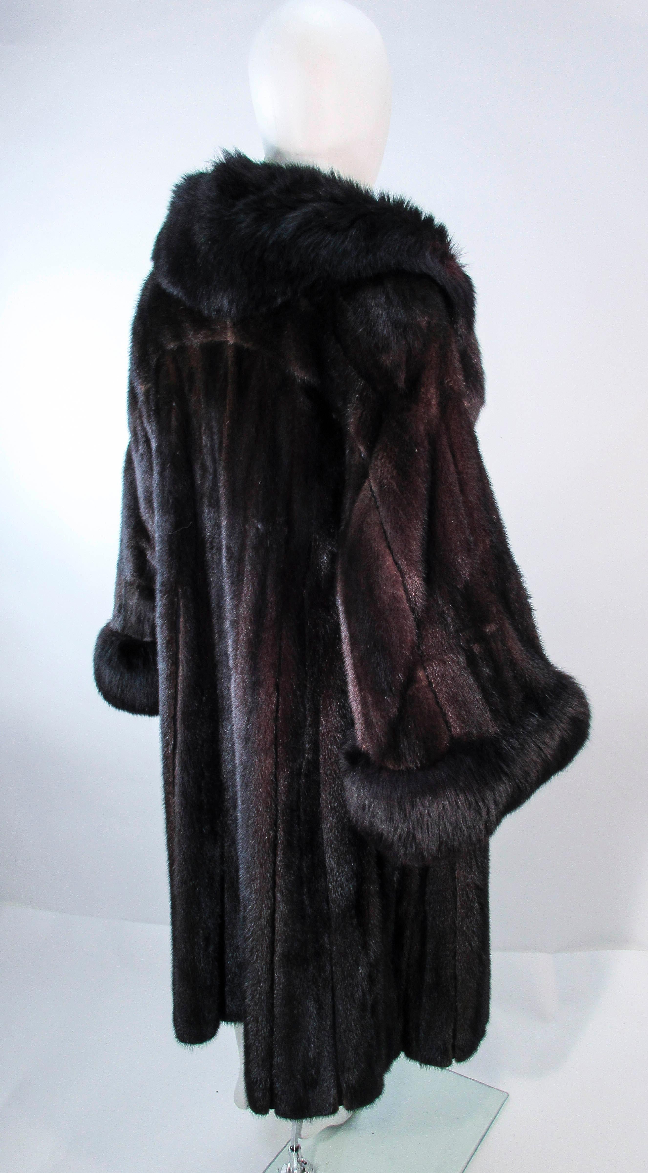 Dark Brown Mink Coat with Fox Fur Cuffs & Collar Size 8 10 12 For Sale 3