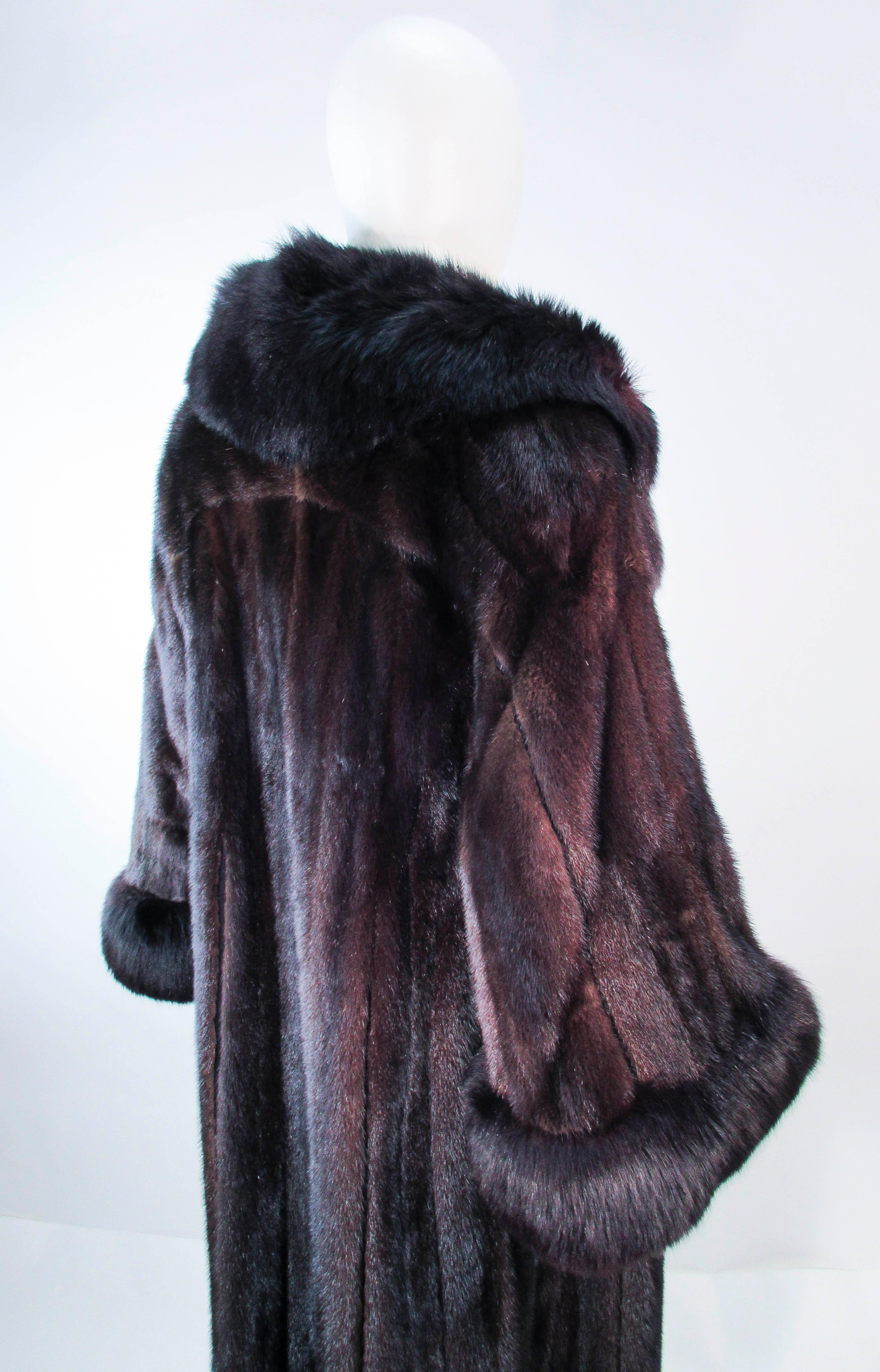 Dark Brown Mink Coat with Fox Fur Cuffs & Collar Size 8 10 12 For Sale 4