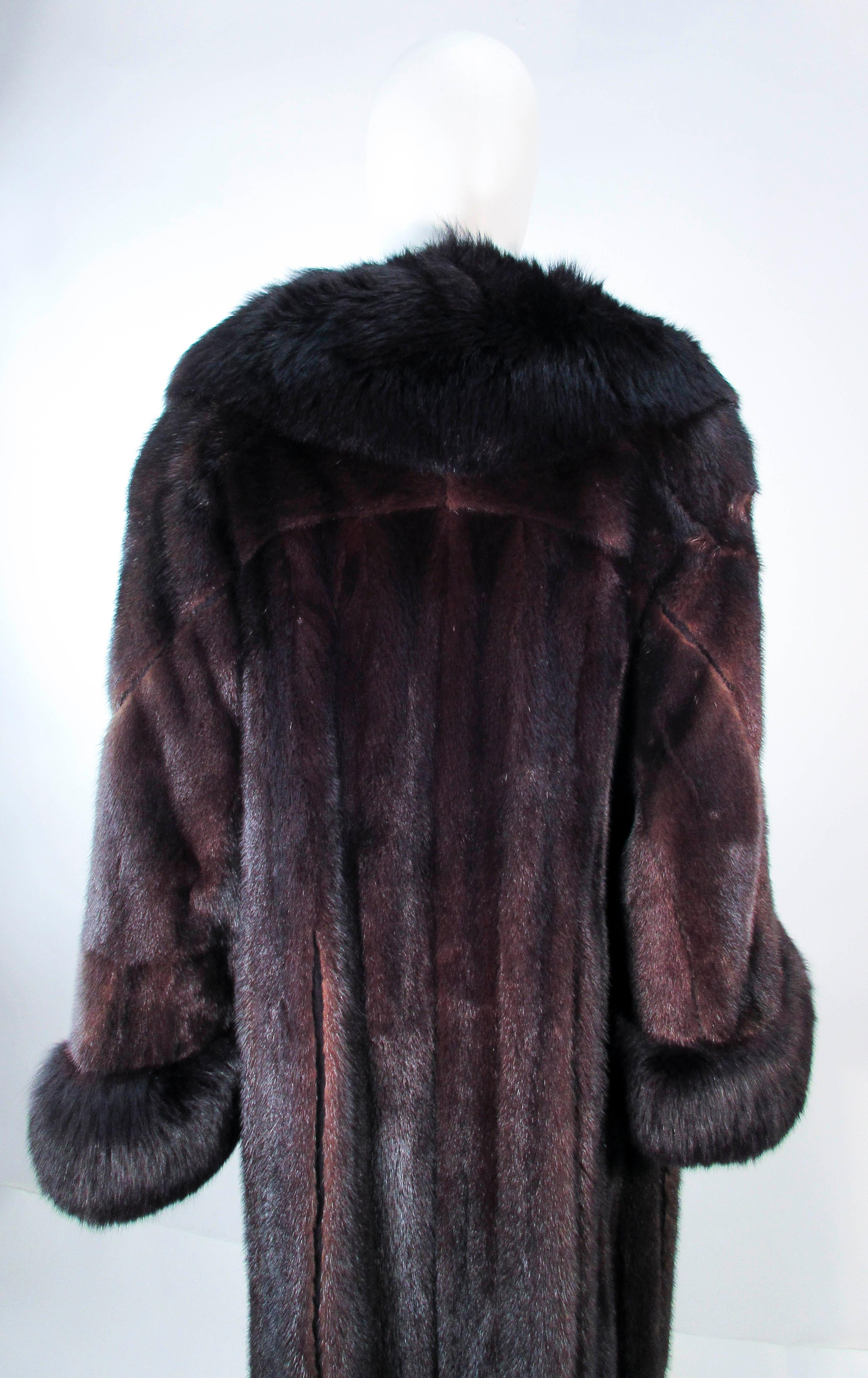Dark Brown Mink Coat with Fox Fur Cuffs & Collar Size 8 10 12 For Sale 6
