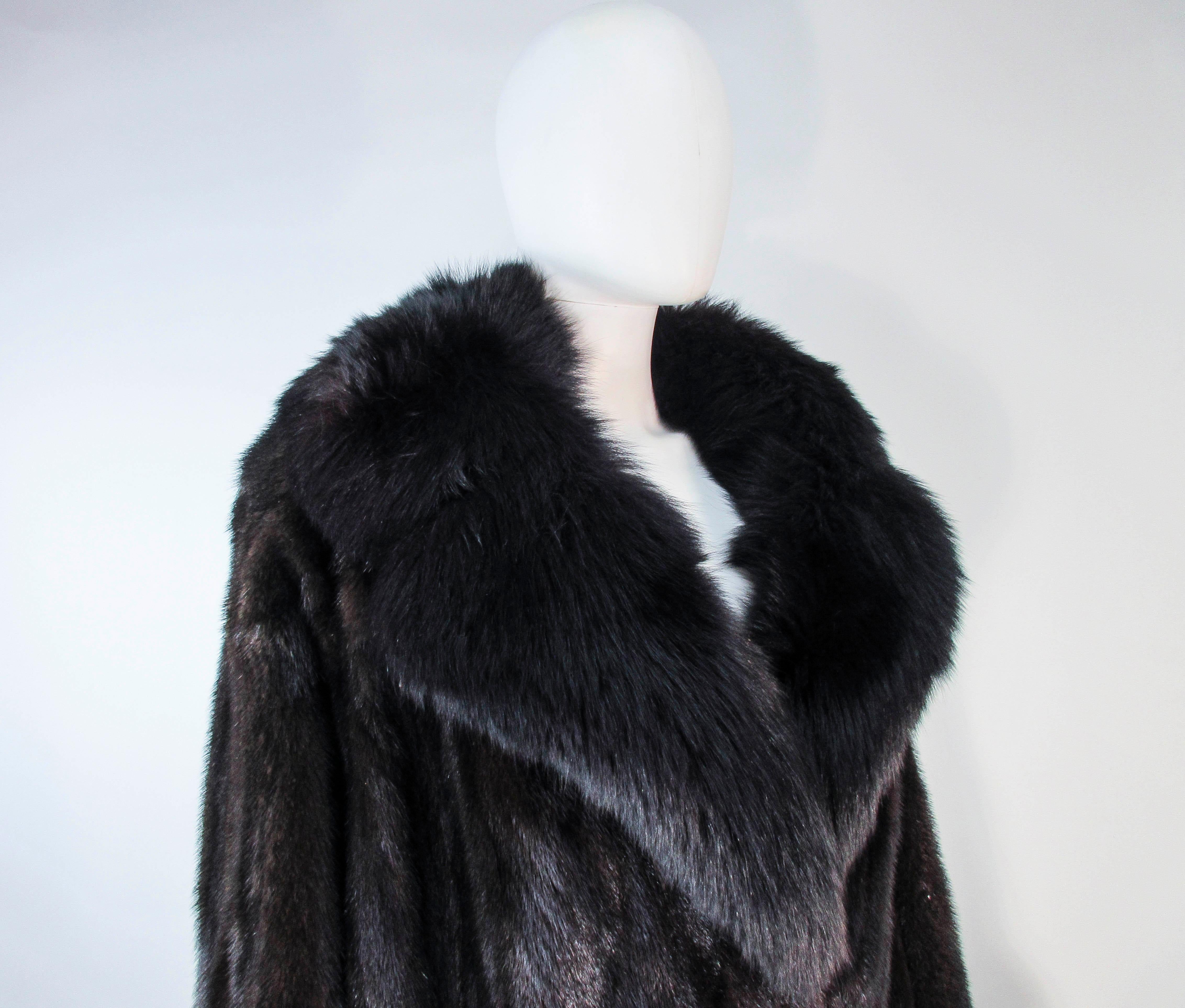 Dark Brown Mink Coat with Fox Fur Cuffs & Collar Size 8 10 12 For Sale 1