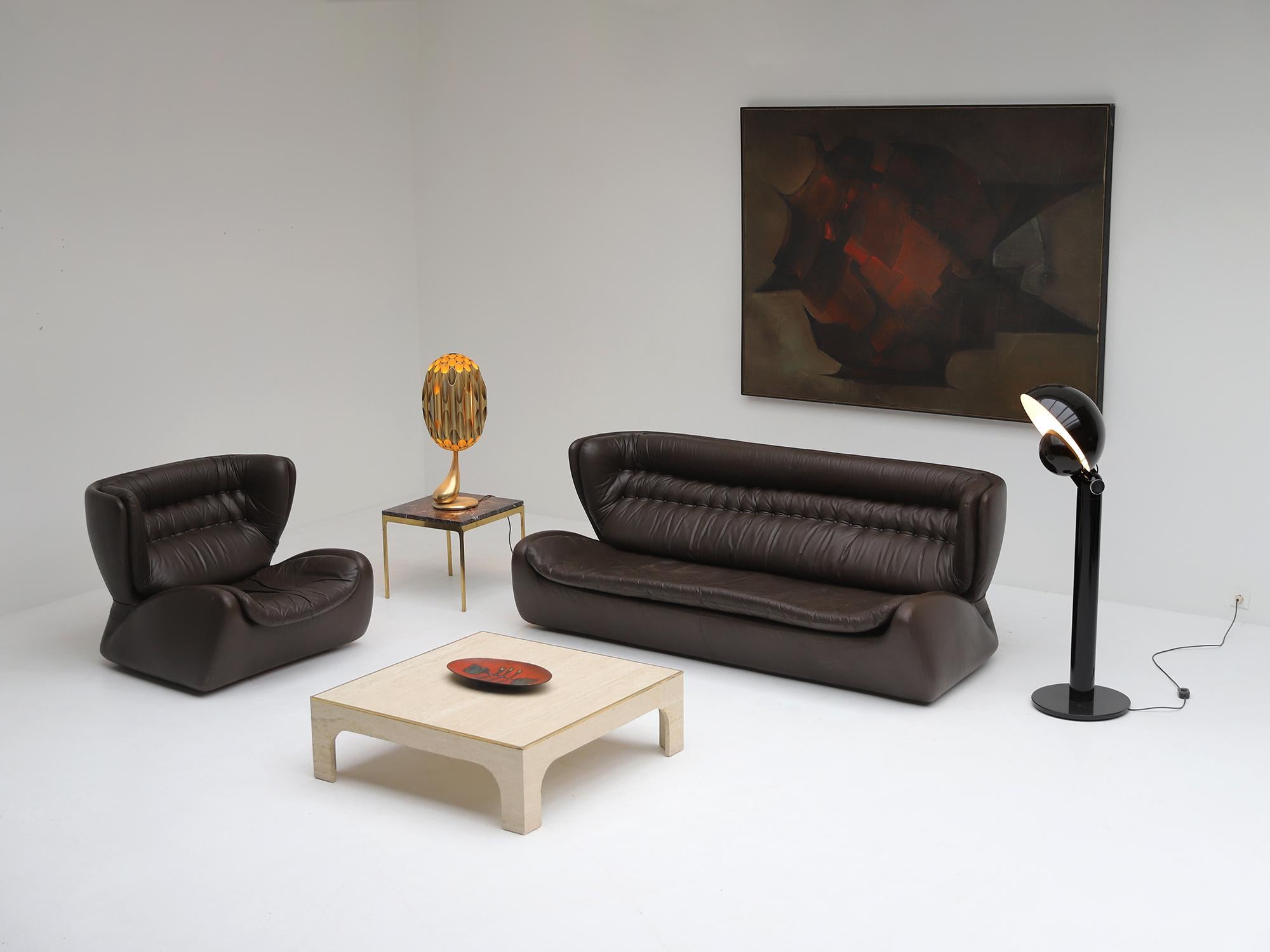 Canapé « Pasha » en cuir marron chocolat de l'ère spatiale moderne par Durlet, Belgique, 1970 en vente 2