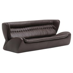 Space Age Modern Chocolate Brown Leather Sofa 'Pasha' by Durlet, Belgium, 1970s