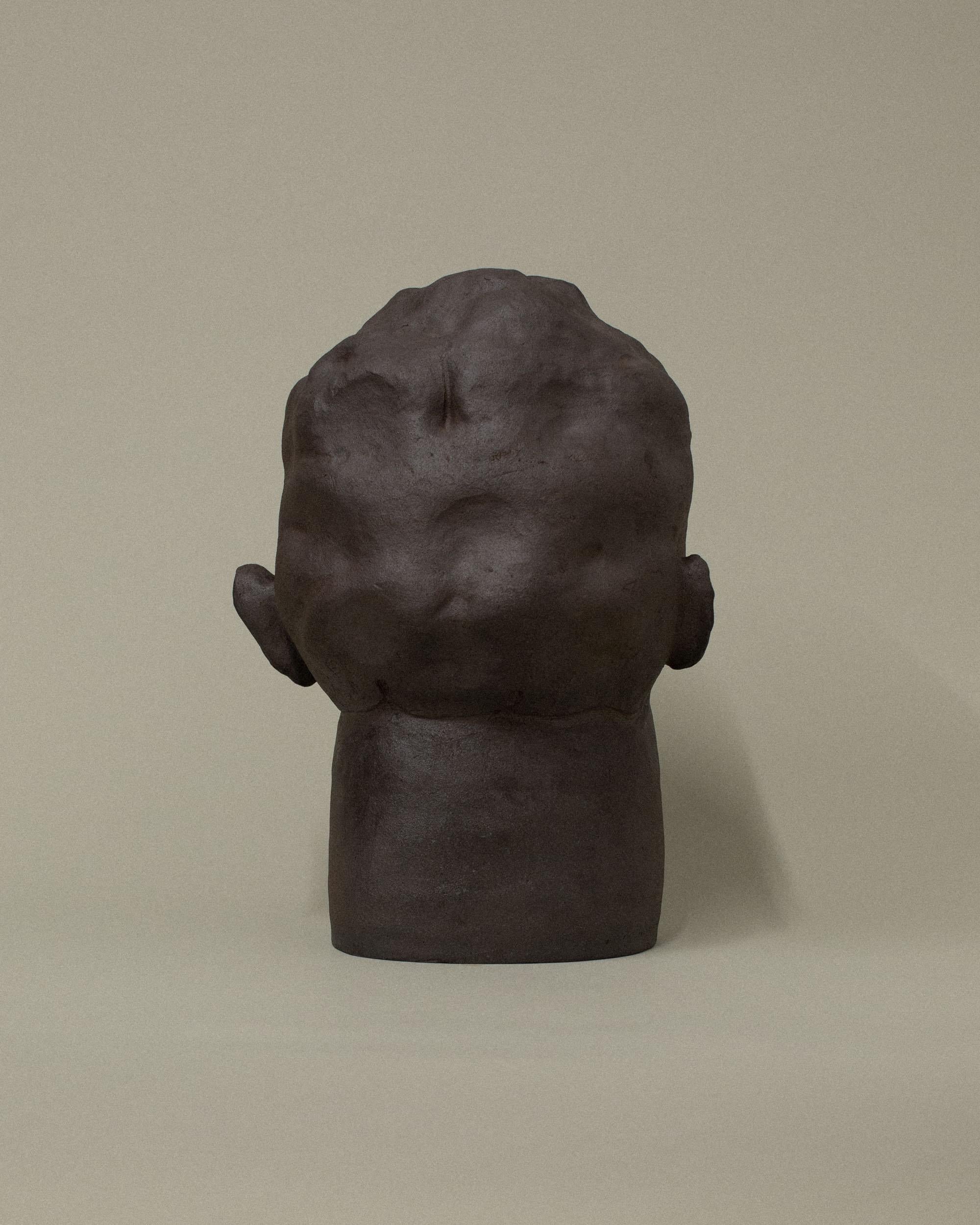 Stoneware Dark Brown Monumental Head Sculpture by Common Body For Sale
