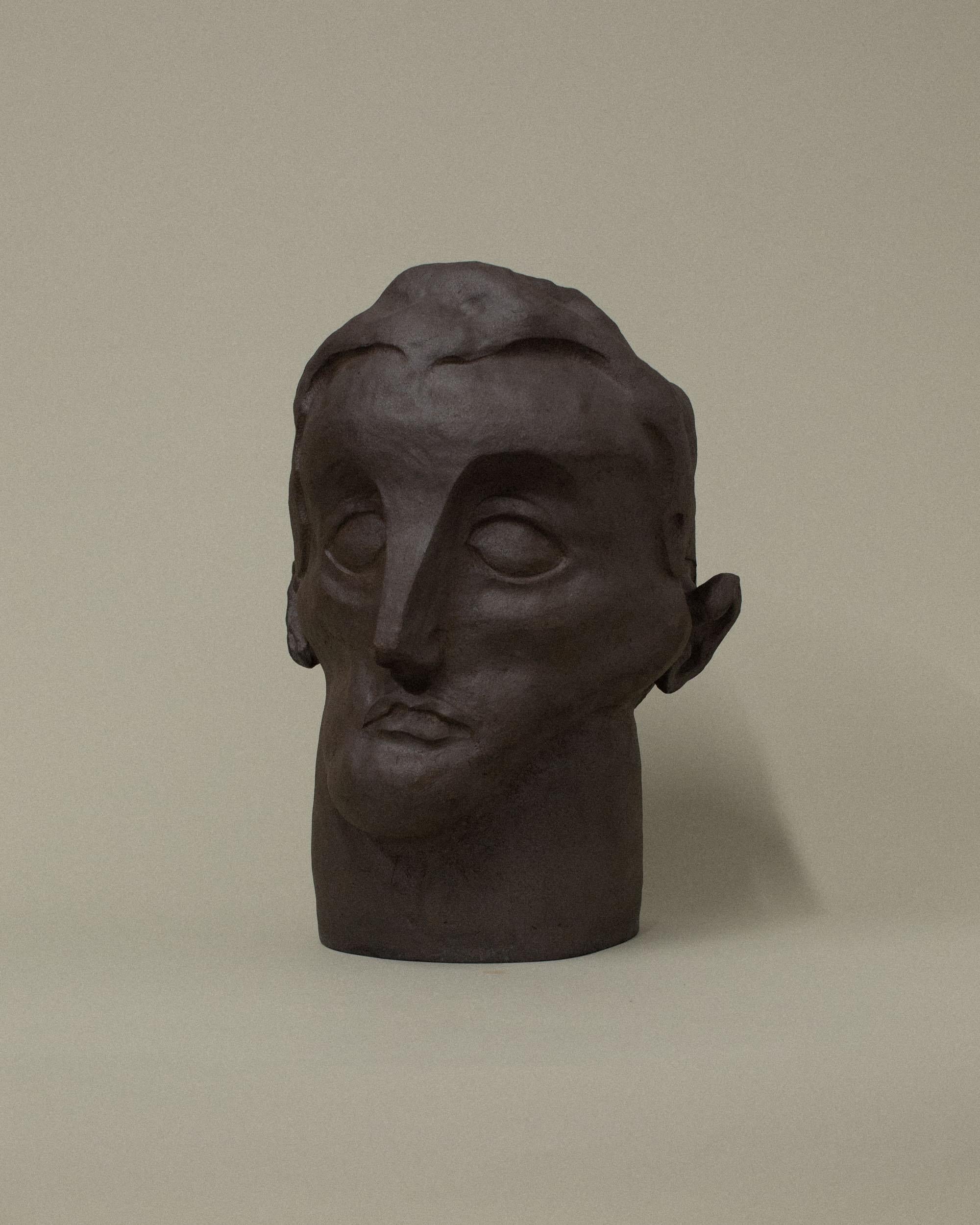 Dark Brown Monumental Head Sculpture by Common Body For Sale 1