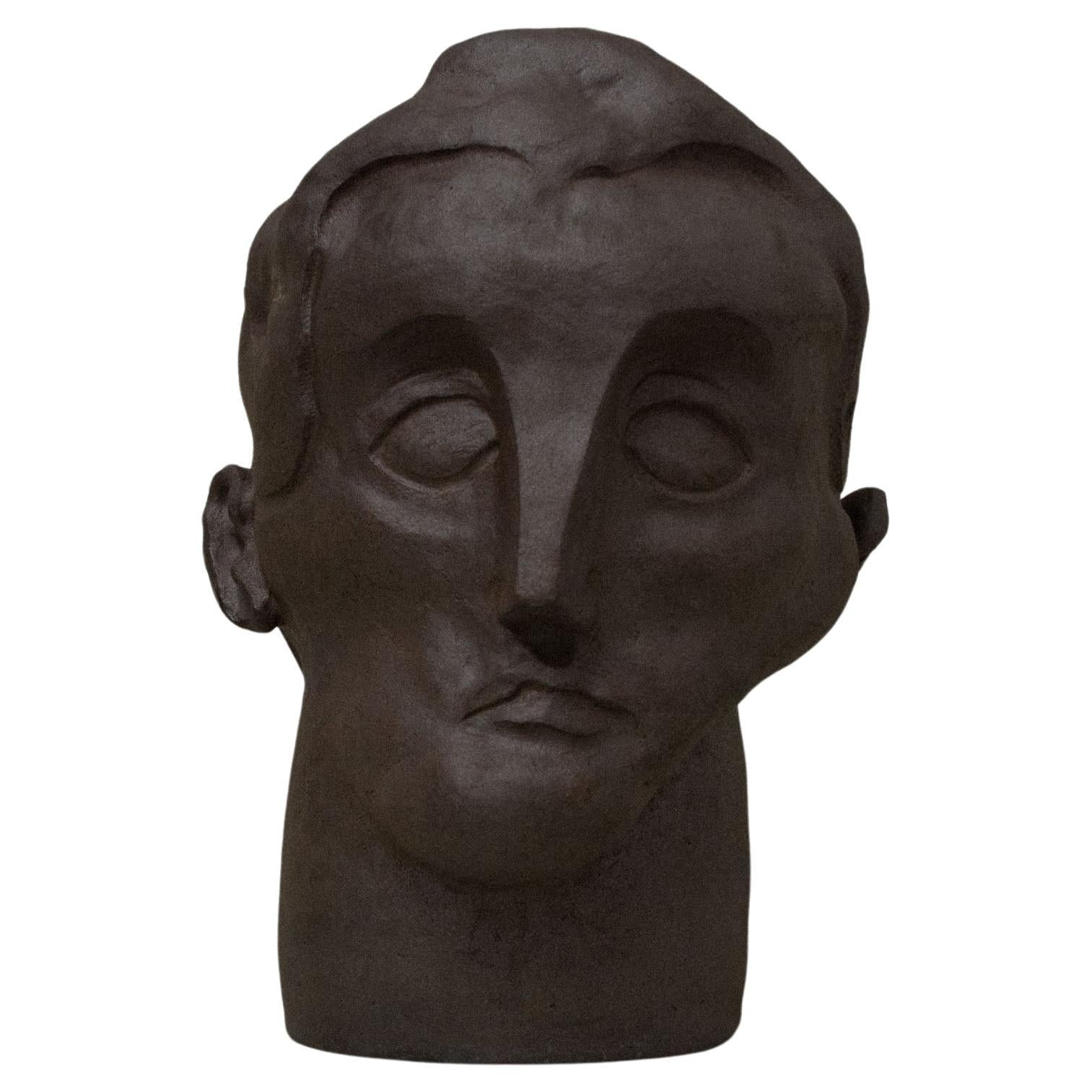 Dark Brown Monumental Head Sculpture by Common Body For Sale