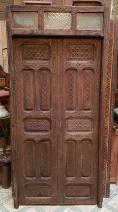 Dark Brown Moroccan Wooden Door, 23NO44