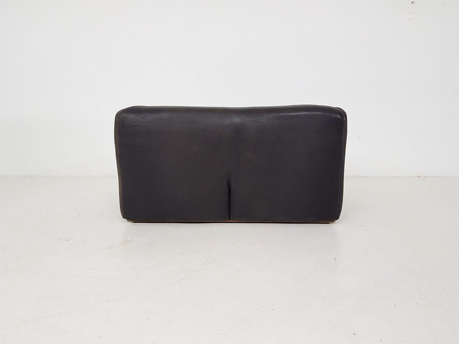 Dark Brown Neck Leather De Sede DS47 Two-Seat Sofa, Switzerland, 1970s 1