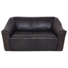 Used Dark Brown Neck Leather De Sede DS47 Two-Seat Sofa, Switzerland, 1970s