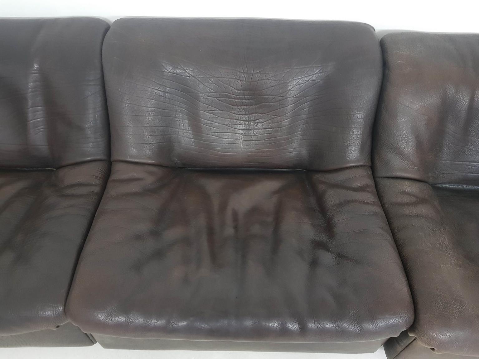 Dark Brown Neck Leather Modular or Sectional 