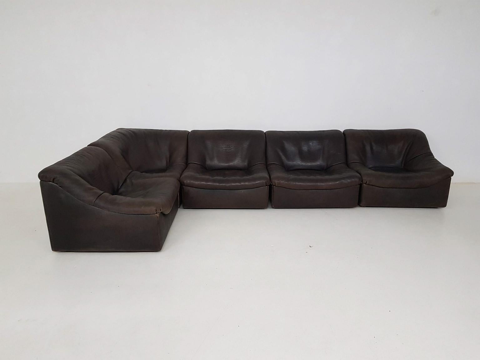 Dark Brown Neck Leather Modular or Sectional 