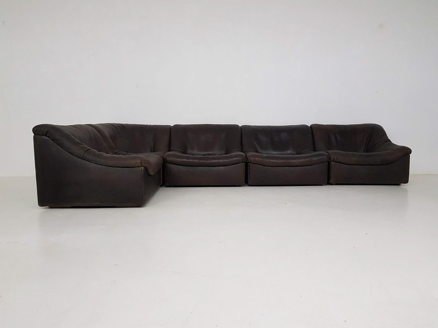 20th Century Dark Brown Neck Leather Modular or Sectional 
