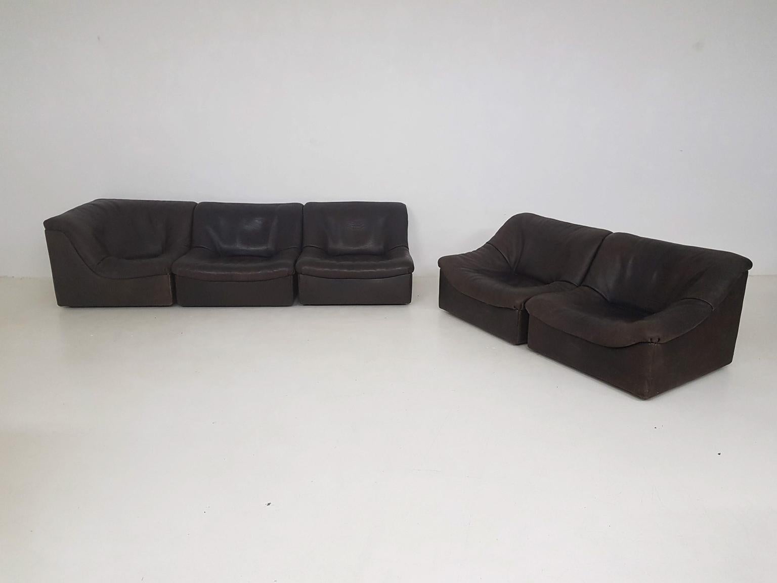 Dark Brown Neck Leather Modular or Sectional 