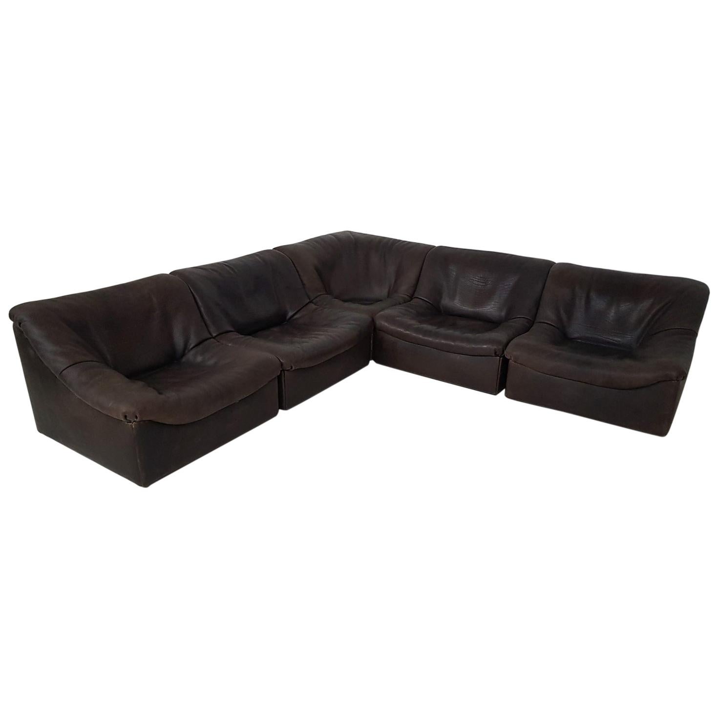 Dark Brown Neck Leather Modular or Sectional "Ds46" Sofa by De Sede, Switzerland
