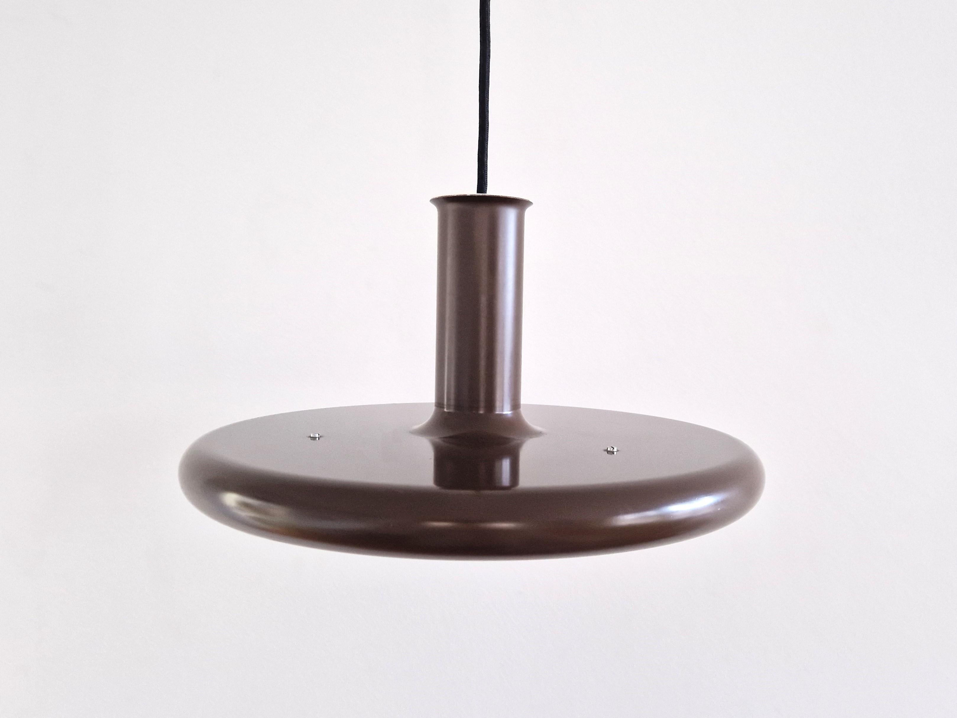 Mid-Century Modern Dark brown Optima pendant lamp by Hans Due for Fog & Mørup, Denmark 1970s For Sale